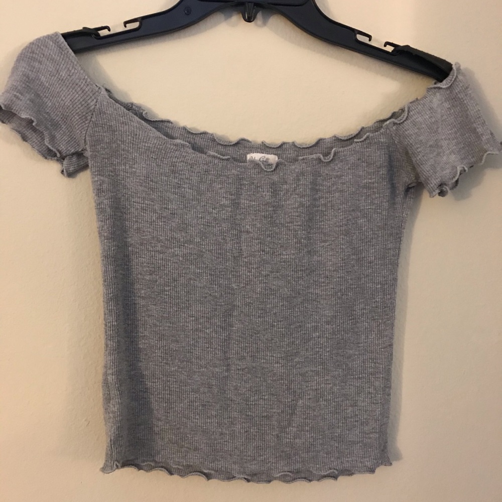 Off the shoulder grey top